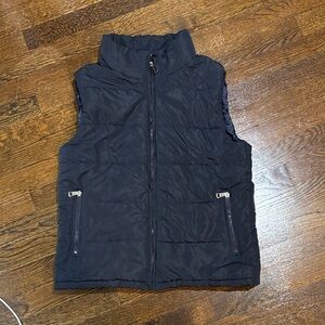 Navy Blue Puffer Vest with Zipper Pockets